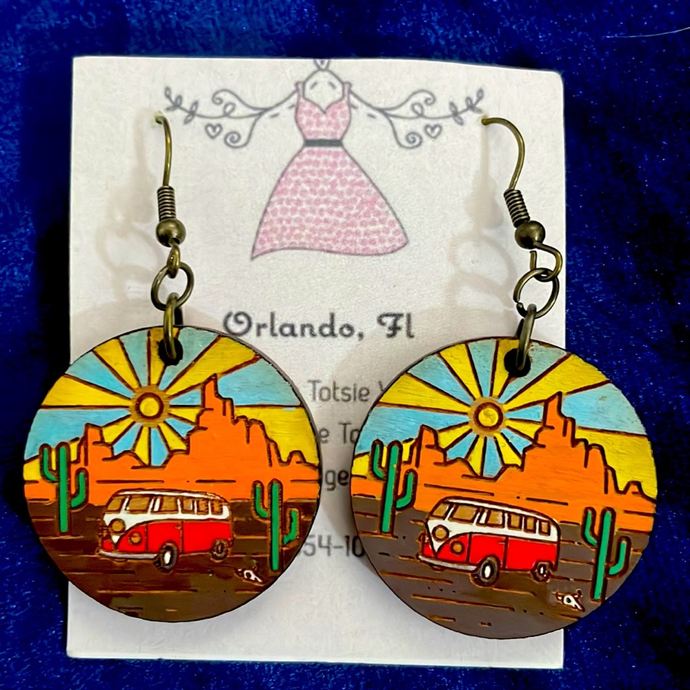Red Volkswagen Bus/Van Earrings